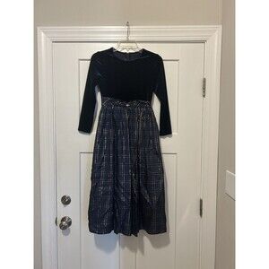 Vintage Jessica McClintock Girls Millennium Size 12 Velvet Top Dress Plaid Skirt